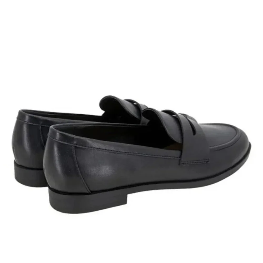 Kensie 6 Penny Loafer Gitty Slip-on Driver Shoes Faux Smooth Leather Black